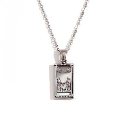 Original New Tarot Queen Lover Magician Moon Necklace Tarnish Free Stainless Steel Jewelry 18K Gold Plated Decoration
