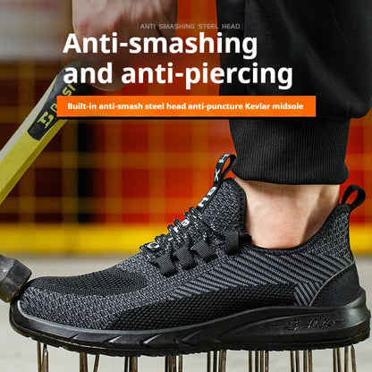 Anti-smash Men Steel Toe Work Shoes Lightweight Breathable Work Sneaker Indestructible Protective Boots Non Slip Work Shoes