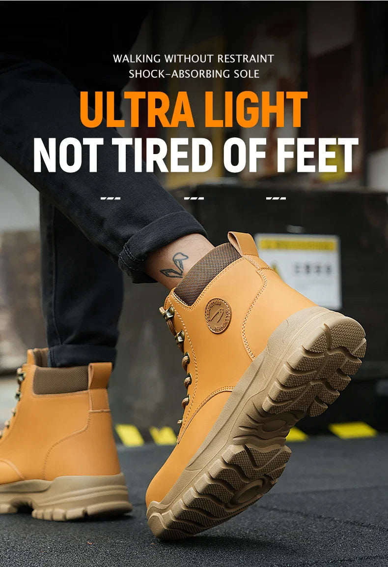 Safety Shoes Steel Toe Work Shoes Men Lightweight Kevlar-Midsole Industrial Work Boots Anti-puncture Protection Tactical Boots