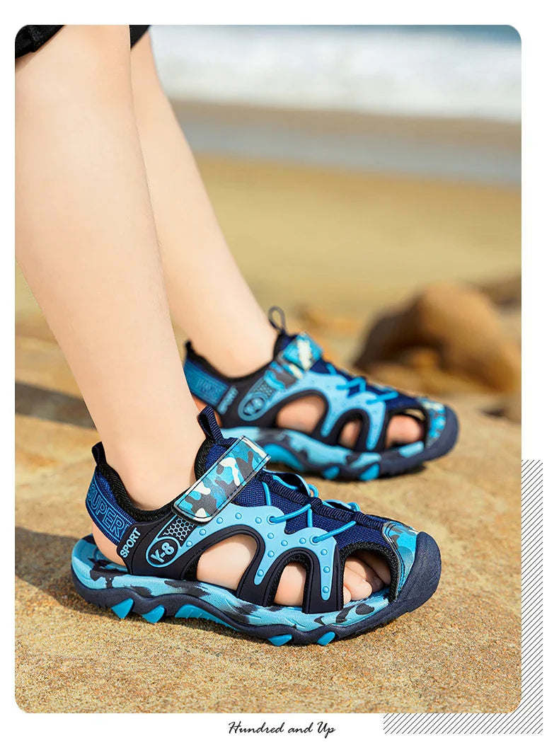 Fashion Kids Sandals Boy Water Shoes Closed Toe Rubber Sole Outdoor Hiking Sneaker Summer Sports  Beach Sandals for Boy