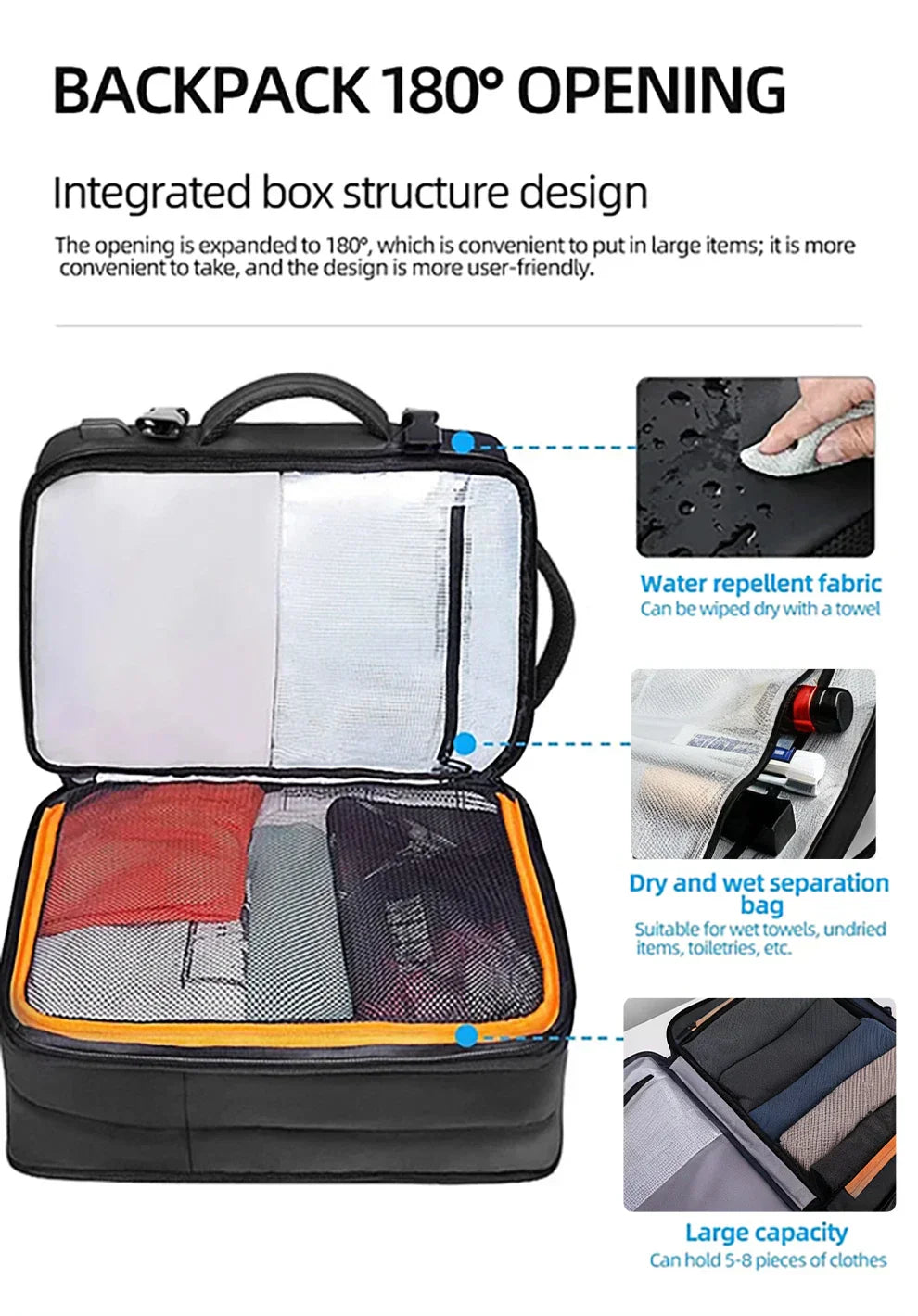Business Backpack for Men Waterproof Anti-Theft 15.6” Laptop Backpack Casual Large Capacity Expandable Travel Bag Short Trip