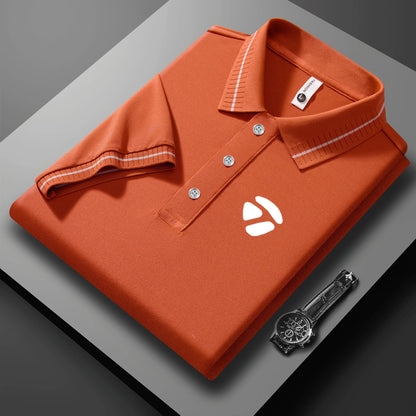 2026 New Men's Polo Collar T-shirt Short Sleeved Casual Sweat Absorbing Breathable T-shirt Men's Top