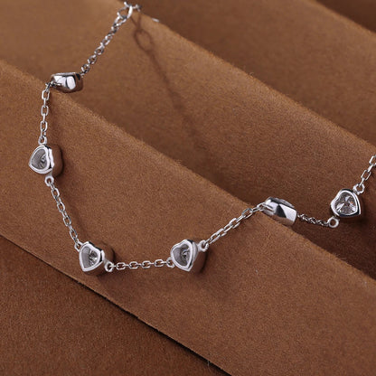 Certified 4mm Bezel Set Heart Cut Moissanite Diamond Bracelets for Women 100% S925 Silver Charm Bracelet Wrist Chain Adjustable