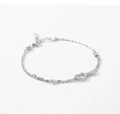 925 Sterling Silver Romantic Heart Bracelet Original Design Dazzling Clear CZ Bracelet For Women Silver Fine Jewelry