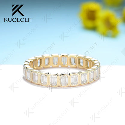 3.5CTW Emerald Cut Moissanite Ring for Men Women PT950 Soild 14K 10K Yellow Gold Silver Band Ring for Wedding Christmas