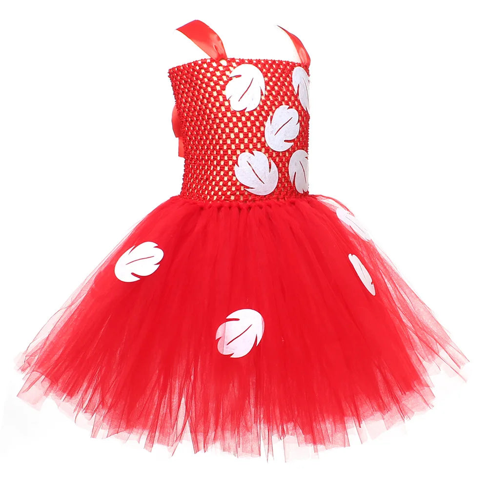 Kids Cosplay Dress for Girls Lilo Inspired Hawaiian Costume With Wreath Necklace Bag Doll for Halloween Birthday