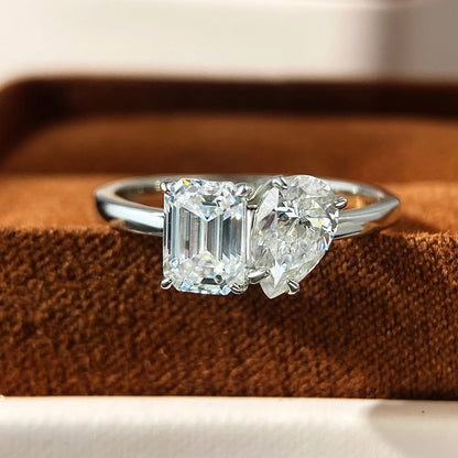 Moissanite Engagement Rings for Women 1ct/2ct D Color VVS1 Diamond with GRA S925 Sterling Sliver Promise Ring