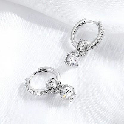 1ct White Gold Plated Moissanite Drop Earring for Women Sparkling Wedding Jewelry 100% 925 Solid Silver Earring Wholesale