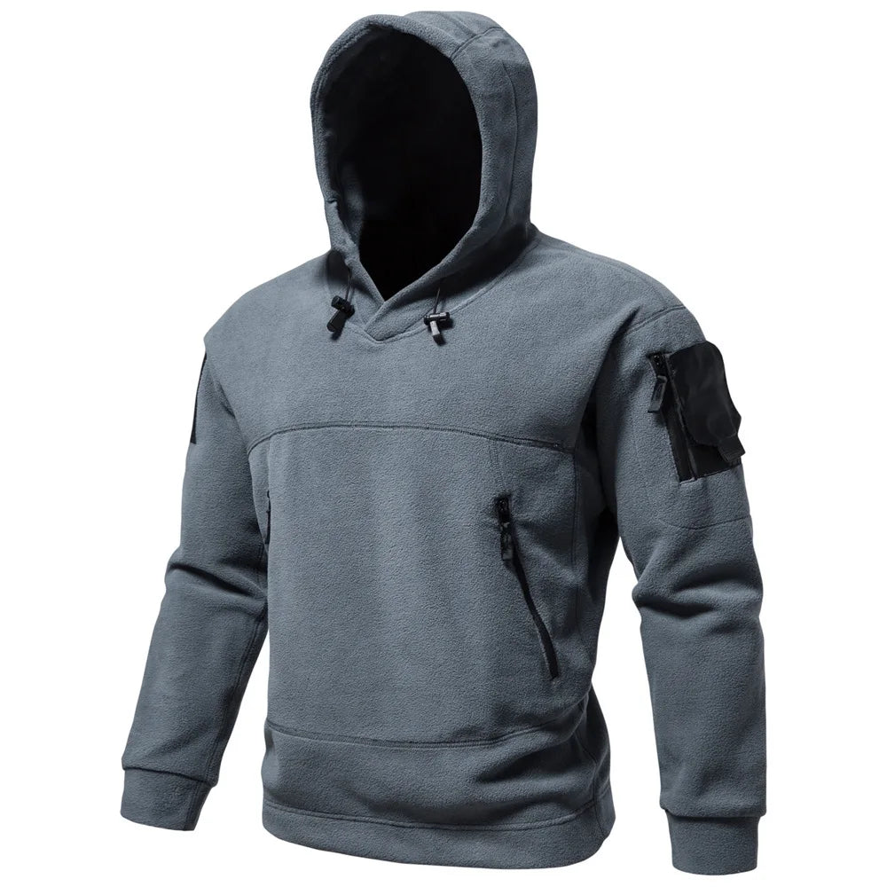 2024 Autumn Spring Fleece Hoodies Men Tactical Sweatshirts Outdoor Thermal Multi-pocket Polar Pullovers Hoodies Man Clothing