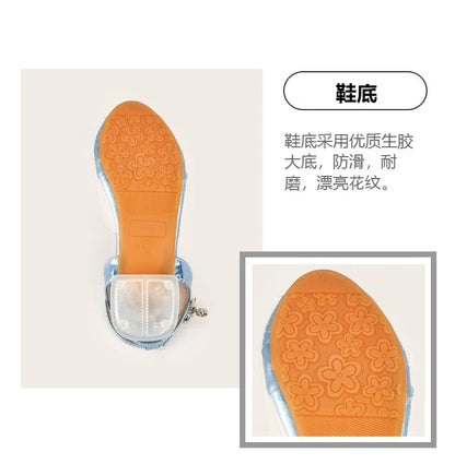 New Children's Shoes Crystal High Heels Girls' Baby Rhinestone Princess Shoes Fashion Transparent Kid's Sandals