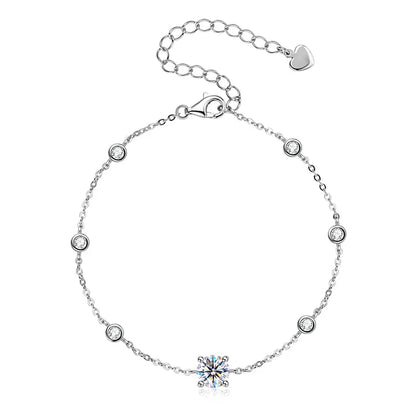 7 Stones 100% Real Moissanite Bracelets for Women D Color Four-claw S925 Sterling Silver Luxury Chain Lab Diamond Jewelry