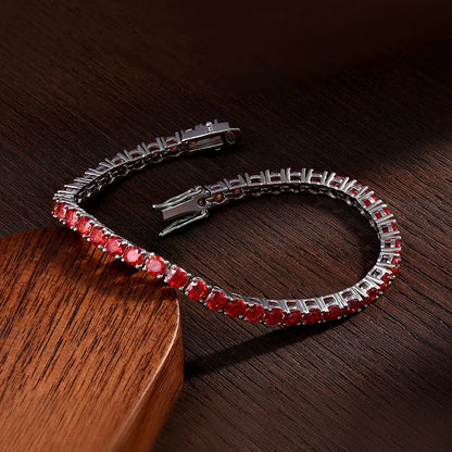 All Red Moissanite Tennis Bracelets for Women Man Wedding Jewelry with GRA s925 Sliver Plated 18k White Gold Bracelet