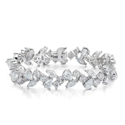 16.8-20.4CTTW Luxury Water Drop Moissanite Bracelet Wedding Female Jewelry Full Diamond Sterling Silver Bangle Plated 18K