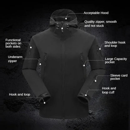 Winter Outdoor Work Sets Mens Field Training Jackets Multi-Pocket Fleece Cargo Pants Tactical Waterproof Camping Tracksuits Set