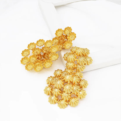 Exaggerate Africal Big Flower Earrings For Women 18K Gold Plated Fashion Piercing Earrings Dubai Nigeria Wedding Party Jewelry