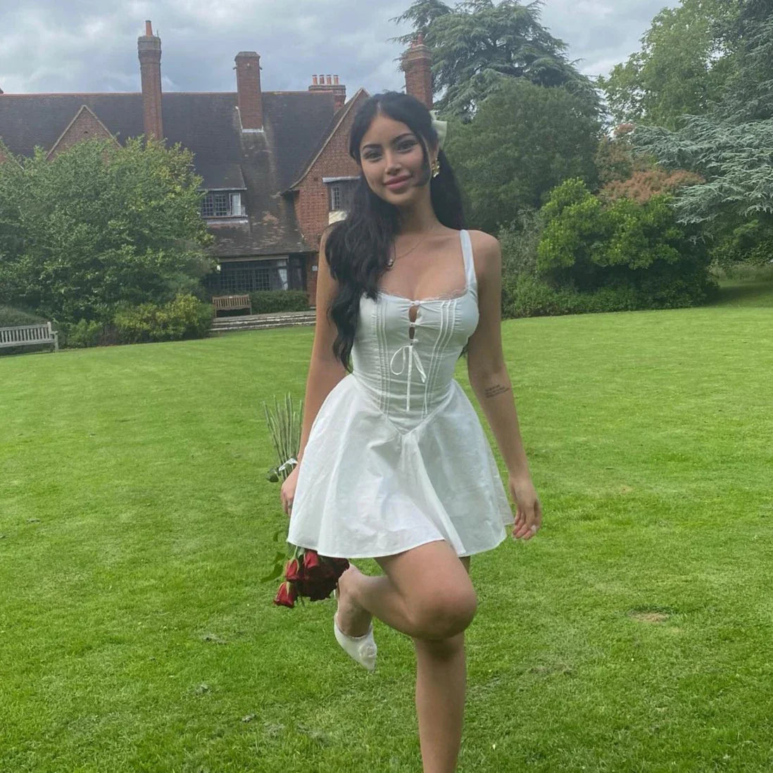 Summer Lovely A Line Dress Yellow Sexy Party Dresses Hollow Out Lace Up Elegant Holiday Dress Women