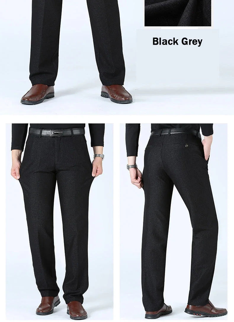 Autumn Summer Men's Slim Casual Pants Fashion Business Stretch Thicken Trousers Men Brand Solid Pant Black Navy Man Plus Size