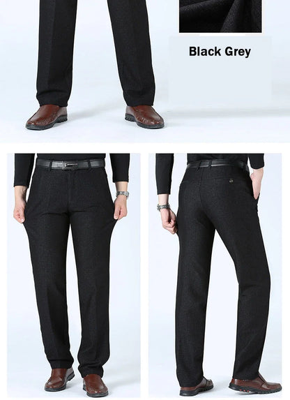 Autumn Summer Men's Slim Casual Pants Fashion Business Stretch Thicken Trousers Men Brand Solid Pant Black Navy Man Plus Size