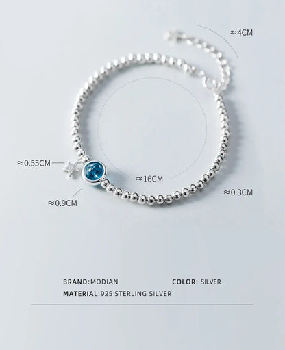 Fashion 925 Sterling Silver Classic Crystal Little Ball Star Strand Bracelet for Women Adjustable Bangle Fine Jewelry