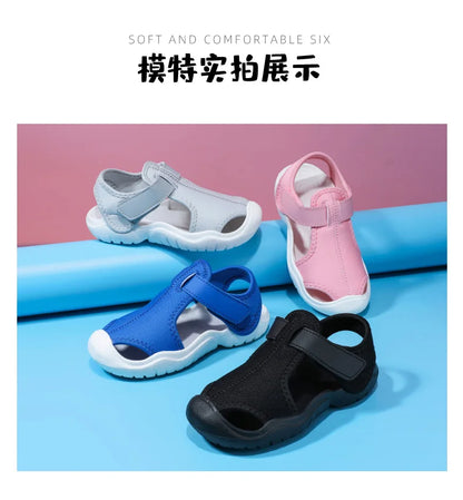Kids Closed-Toe Sport Sandals Breathable Water Shoes Luxury Non-Slip Summer Beach Shoes Sandals for Toddler Boys Girls