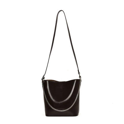 New Women's Large Capacity Bucket Bags with Wide Shoulder Strap Single Shoulder Handbag Drawstring Handheld Crossbody Bags