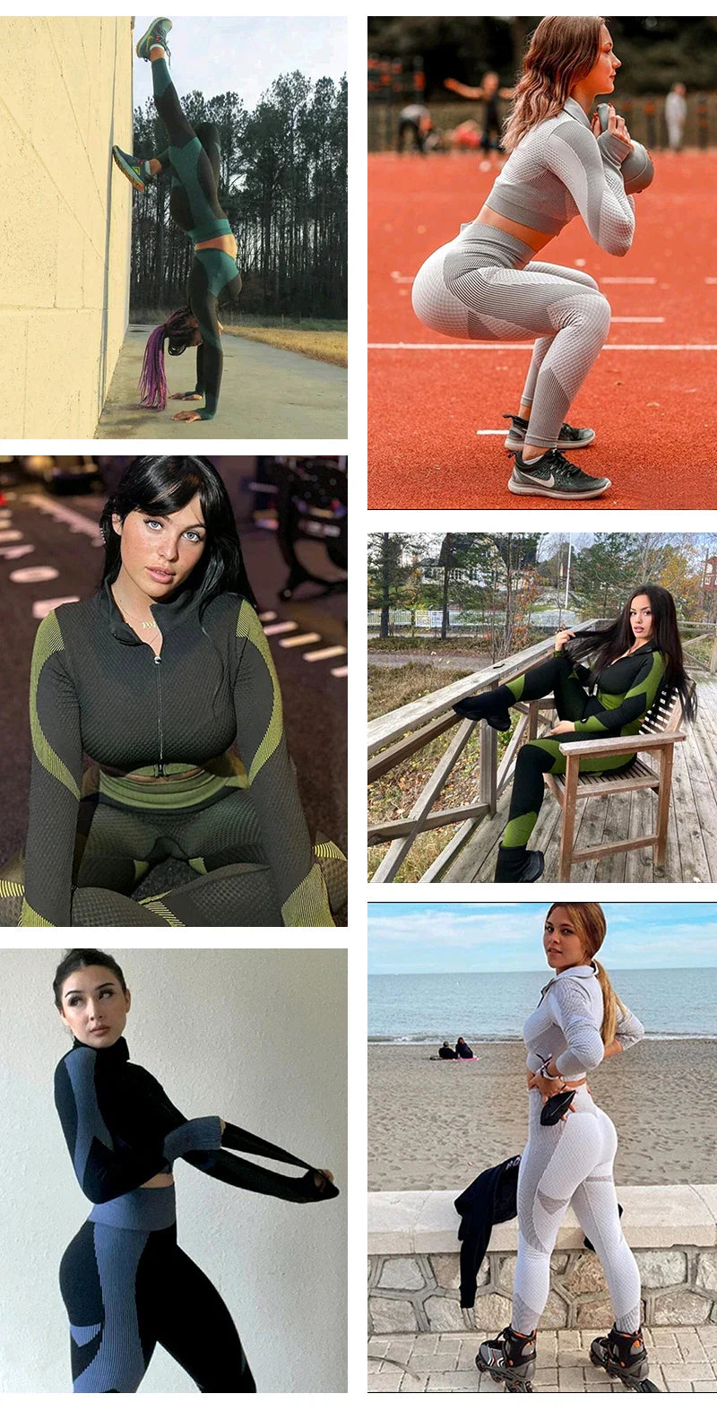 2/3Pcs Women Yoga Suit Seamless Knitted Yoga Pants Leggings Clothing Zipper Long Sleeve Crop Top Fitness Wear Sportswear Gym Set