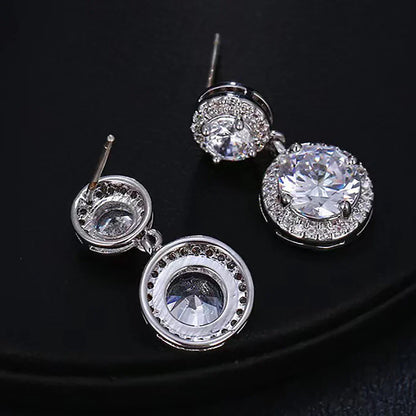 5cttw Moissanite Drop EarringsCertified Certificates 925 Sterling Silver Double Round Cut Halo Diamond Stud Earring for Women