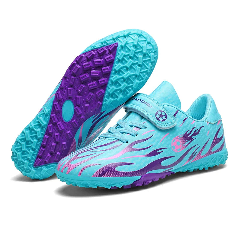 Children’s Soccer Shoes Grass Non-Slip Football Ankle Support Boots Outdoor Cleats Shoes Boys TF/FG Turf Futsal Training Shoes