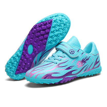 Children’s Soccer Shoes Grass Non-Slip Football Ankle Support Boots Outdoor Cleats Shoes Boys TF/FG Turf Futsal Training Shoes