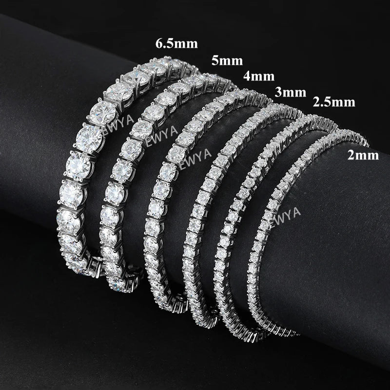Luxury 3/4/5MM Full Blue Green Moissanite Tennis Bracelet for Men Women S925 Red Pass Diamond Test Bracelets Wholesale Gift