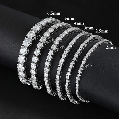 GRA Certified Tangerine Blue Full 3/4/5/6.5MM Moissanite Tennis Bracelet for Women Men S925 Silver 23cm Link Bracelets Gift