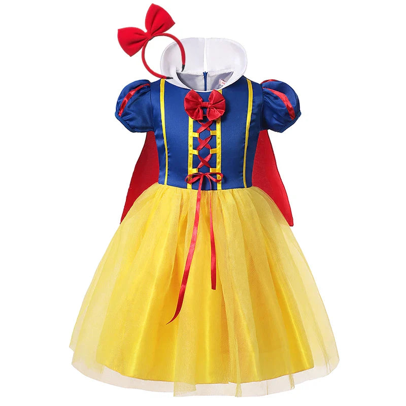 2026 Purim Snow White Dress Costume for Girls Childrens Carnival Christmas Party Princess Kids Birthday Clothes With Cloak Wig