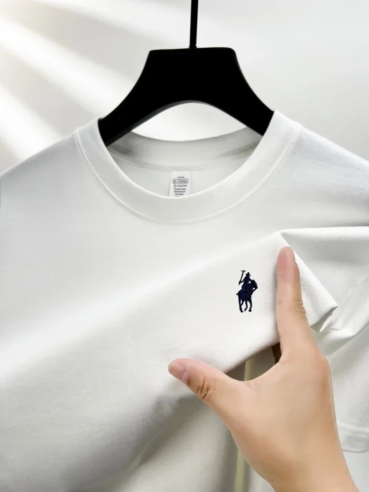 Luxury brand short sleeve men's round neck T-shirt summer fashion classic pony embroidery design 100cotton breathable casual top