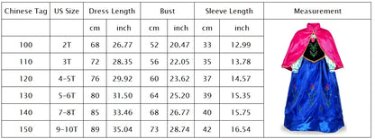 2026 Anna inspired Princess Dress with Fuchsia Cape Girls Snow Queen Elsa's Sister Costume Play Toddler Carnival Royal Frocks