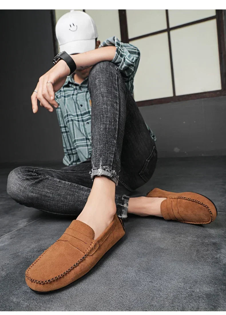 Fashion Suede Men Casual Shoes Breathable Comfort Slip-on Mens Driving Shoes Luxury Brand Men Loafers Mens Lazy Shoes Moccasins