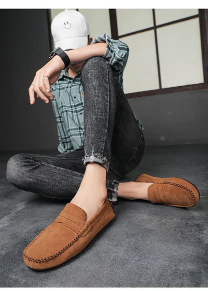 Fashion Suede Men Casual Shoes Breathable Comfort Slip-on Mens Driving Shoes Luxury Brand Men Loafers Mens Lazy Shoes Moccasins