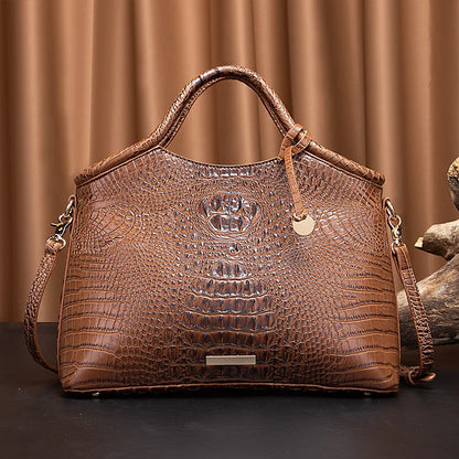 crocodile pattern colorful solid color high-end retro women's handbag