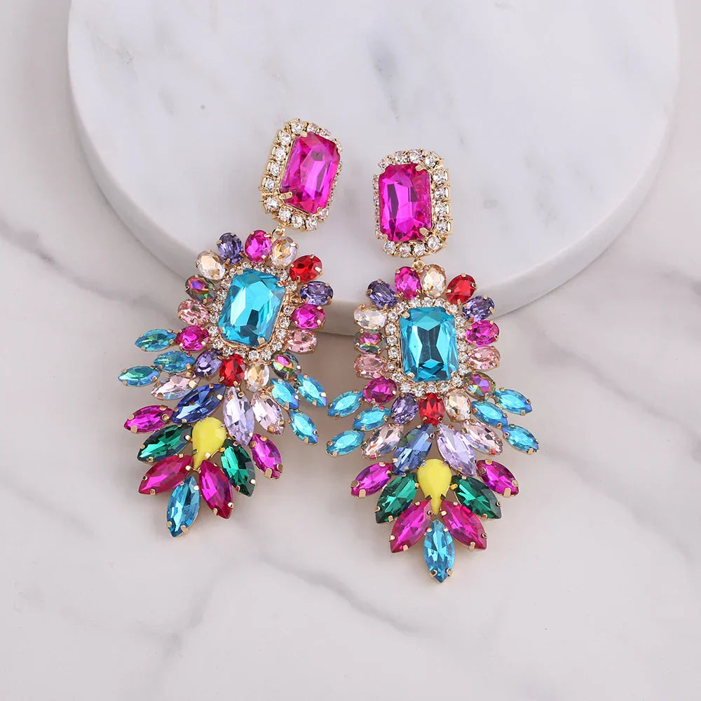New Crystal Dangle Earrings For Women Rhinestone Earrings Weddings Ladies Party Fashion Jewelry Accessories Wholesale Gifts