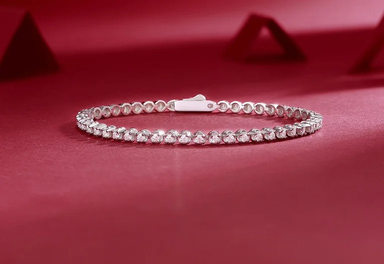 Sparkling Full 0.03ct 2mm D Color Moissanite Tennis Bracelet for Women Girl Fine Jewelry S925 Silver Diamond Link Bracelets