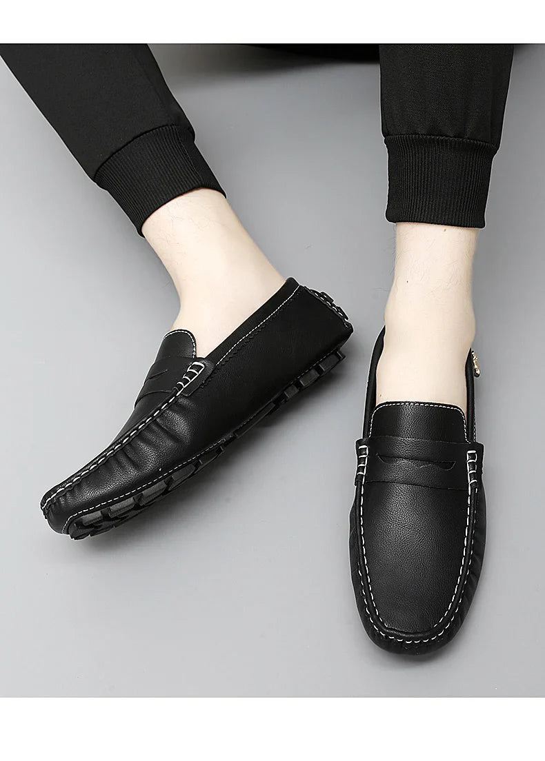2025 New Handmade Beanie Shoes Men's Soft Sole Lazy Korean Style Trbottomy Easiest for Match Casual Slip-On Driving