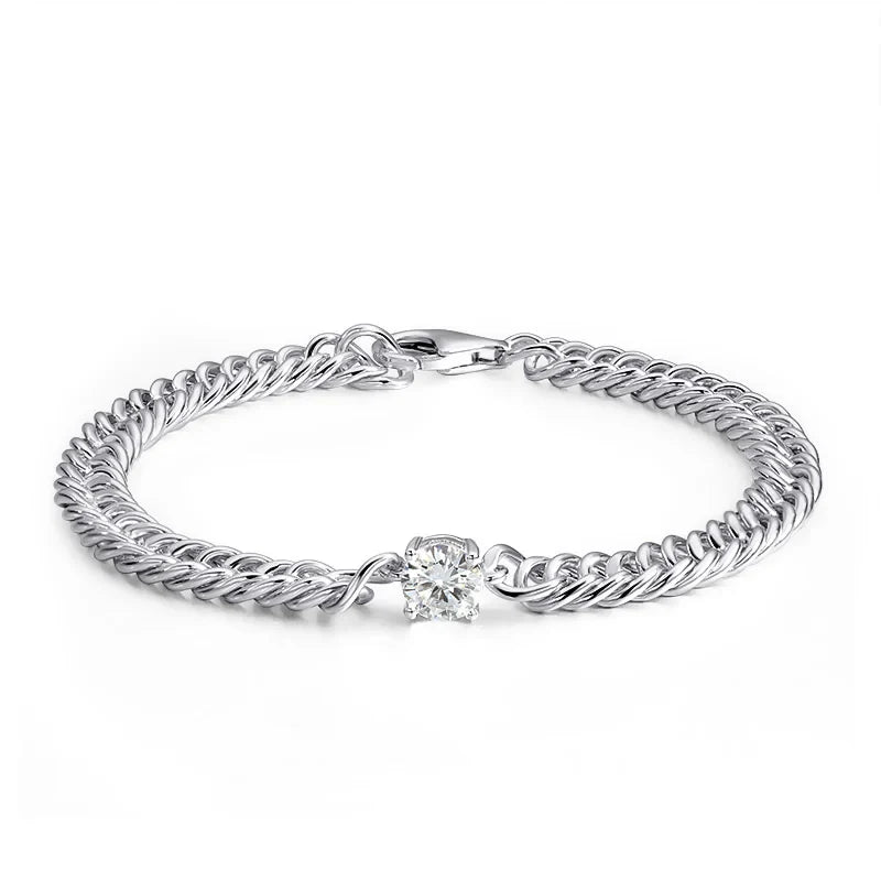 1CT D Color Moissanite Silver Bracelet for Women Men Classic Sparkling Hip Hop Bangles 925 Sterling Silver Shani Abergel
