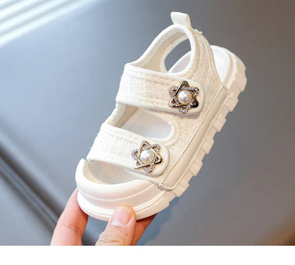 2025 Summer New Children Sandals Girls Elegant Princess Style Sandals Baby Anti-kick Foot Protection Sandals