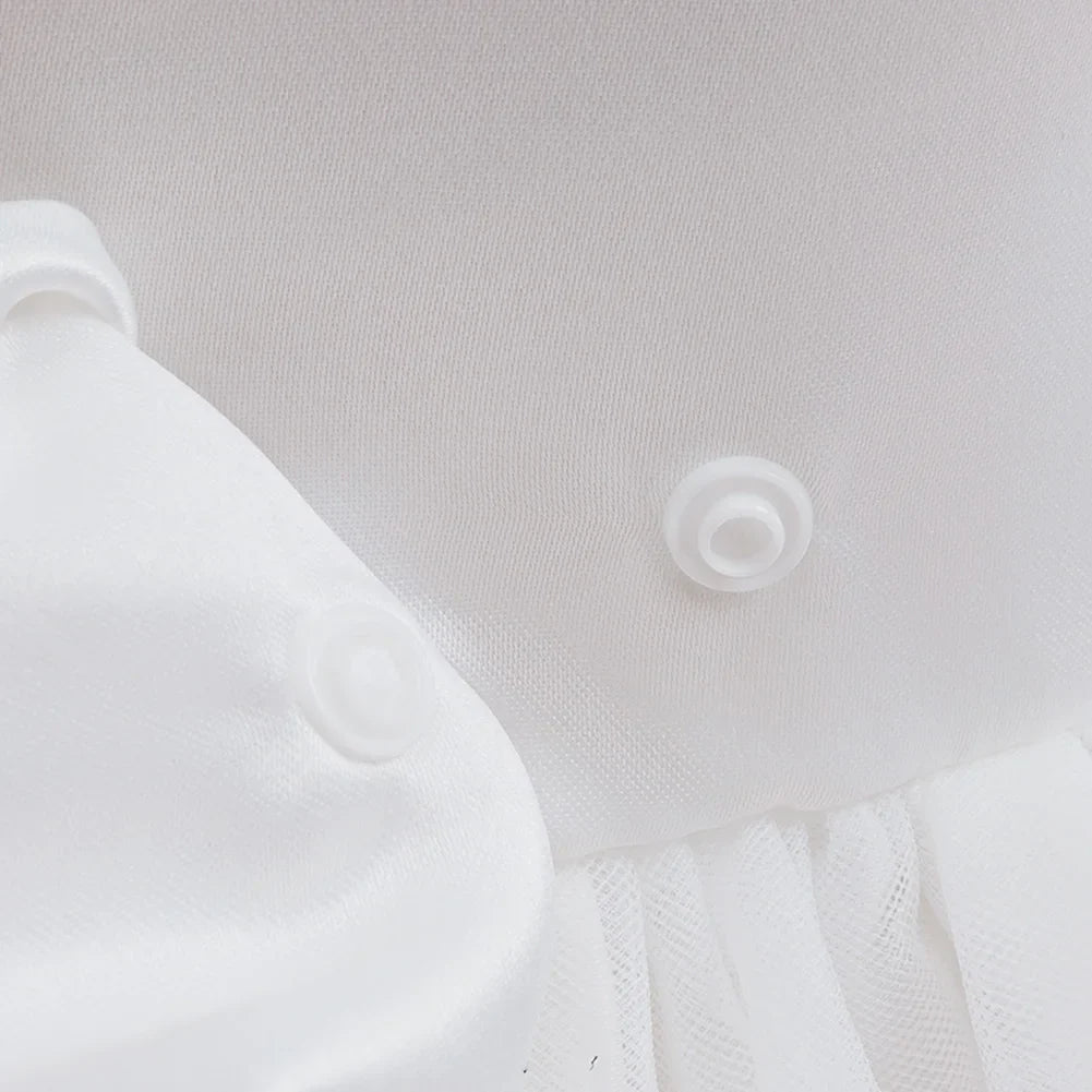 Girls White Wedding Pearls Elegant Pageant Princess Dress For Girls Backless Big Bow Wedding Bridesmaid Birthday Party Ball Gown