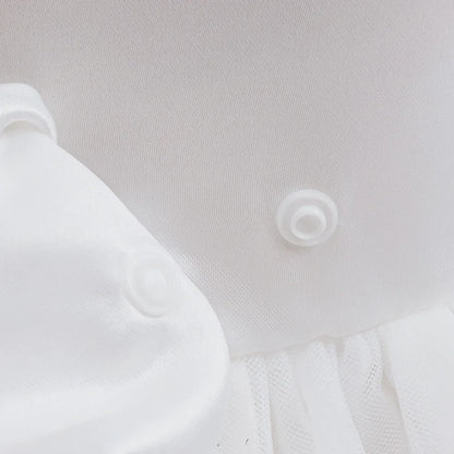 Girls White Wedding Pearls Elegant Pageant Princess Dress For Girls Backless Big Bow Wedding Bridesmaid Birthday Party Ball Gown