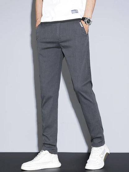 2025 New Men's Casual Pants Spring Summer Thin Business Straight Cotton Stretch Classic Work Trousers Korean Brand Clothing