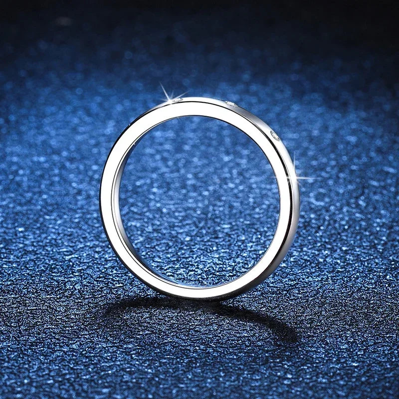 Moissanite Ring for Women S925 Solid Silver with White Gold Plated Diamond Wedding Bridal Band Luxury Jewelry Gift