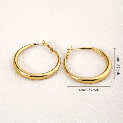 EVISPOL Elegant Golden Hoop Earrings for Women Thick Design Lightweight & Comfortable Perfect for Daily Wear or Parties Jewelry