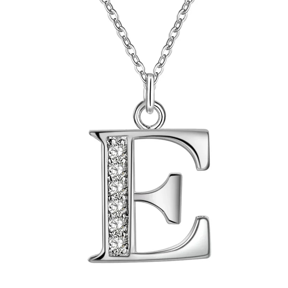 26 Letters 925 Sterling Silver Necklace Pendant Zircon For Women Exquisite Student Girlfriend Jewelry Accessories Wedding Gift