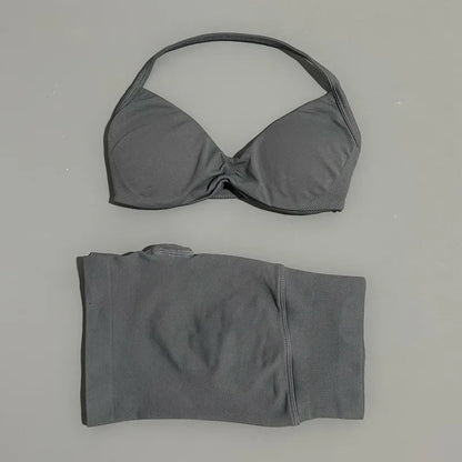 2 Piece Sport Set Women Seamless Yoga Tank Bra High Waist Scrunch Bum Gym Shorts Sets Fitness Running Workout Suit