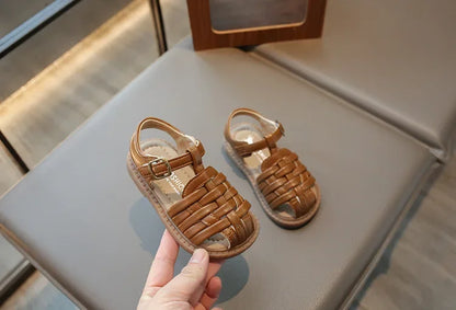 Kids Sandals 2025 Summer Sandals for Boy Fashion Children Cut-Outs Beach Shoes Braided Style Causal Walking Flat Sandals